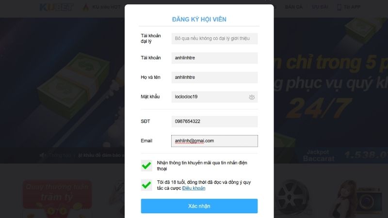 Chọn vào mục đăng ký