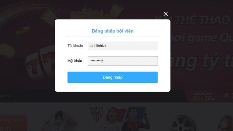 Chuẩn bị thông tin đăng nhập Ku88